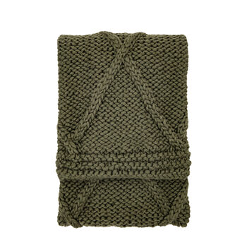 Cable Knit Diamond Throw In Dark Olive, 2 of 3