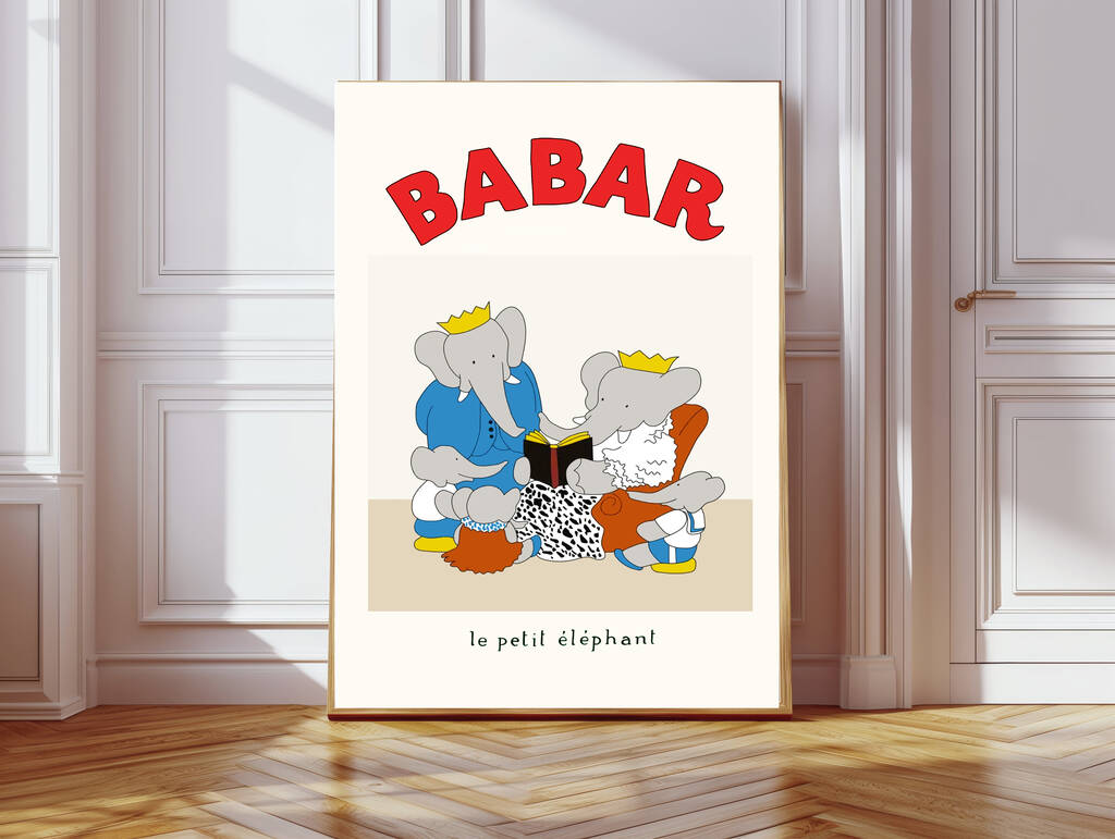Babar Family Picnic Nursery Art Print, 1 of 4