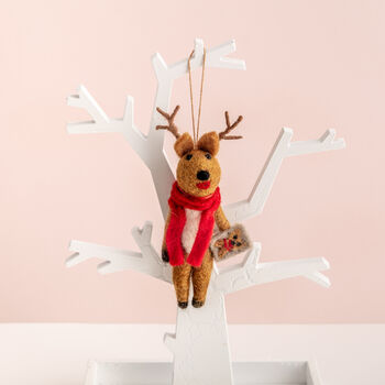 Personalised Felt Selfie Reindeer Christmas Decoration, 7 of 9