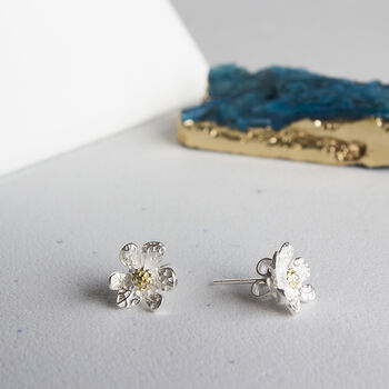 Anemones Flower Sterling Silver Earrings In A Box, 3 of 7