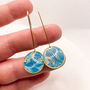 Turquoise Marbled Circle Drop, Clay And Resin Earrings, thumbnail 12 of 12