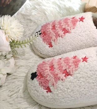 Pink Christmas Tree Slippers, 2 of 3