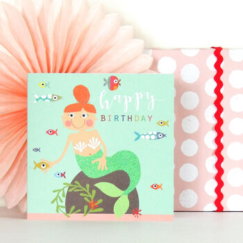 Glittery Mermaid Birthday Card, 3 of 5