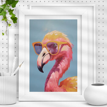 Flamingo In Sunglasses Modern Animal Wildlife Print, 2 of 5