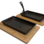 Cast Iron Fajita Sizzler Pan + Wooden Boards Two Pack, thumbnail 5 of 7