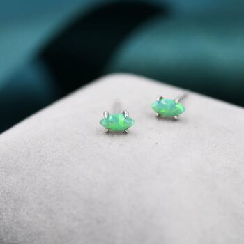 Tiny Mint Green Opal Marquise Stud Earrings, 7 of 12