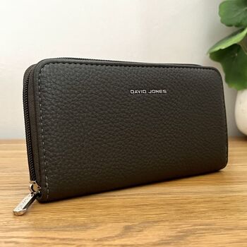 Faux Leather Textured Purse In Dark Grey, 2 of 3