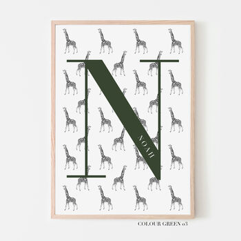 Personalised Giraffe Initial Print, 8 of 12