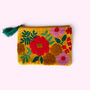 Embroidered Velvet Coin Purse | Yellow Floral, thumbnail 1 of 4