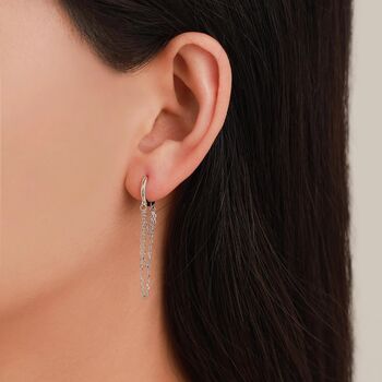 Sterling Silver Triple Chained Hoop Earrings, 2 of 11