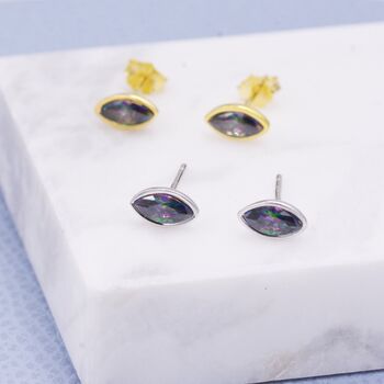 Mystic Topaz Marquise Stud Earrings In Sterling Silver, 3 of 10