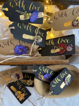 Gift Tags With Pressed Flowers And Gold Leaf, 4 of 4