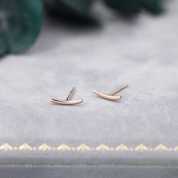 Sterling Silver Curved Bar Stud Earrings, 5 of 12