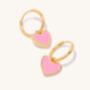 Sleepover Pink Enamel Heart Huggie Hoop Earrings, thumbnail 3 of 3