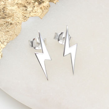 Sterling Silver Lightning Stud Earrings By Hurleyburley Sterling Silver Lightning Stud Earrings