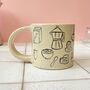 Handmade Ceramic Speckled Mug With Hand Painted Breakfast Illustration, thumbnail 3 of 8