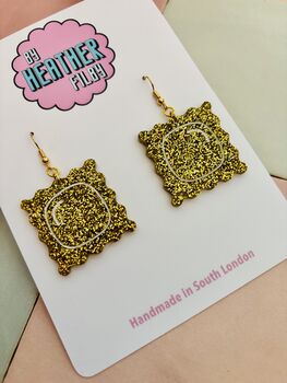 Ravioli Pasta Glitter Earrings / Gift For Foodie / Italian Inspired Jewellery / Fun Accessories, 5 of 5