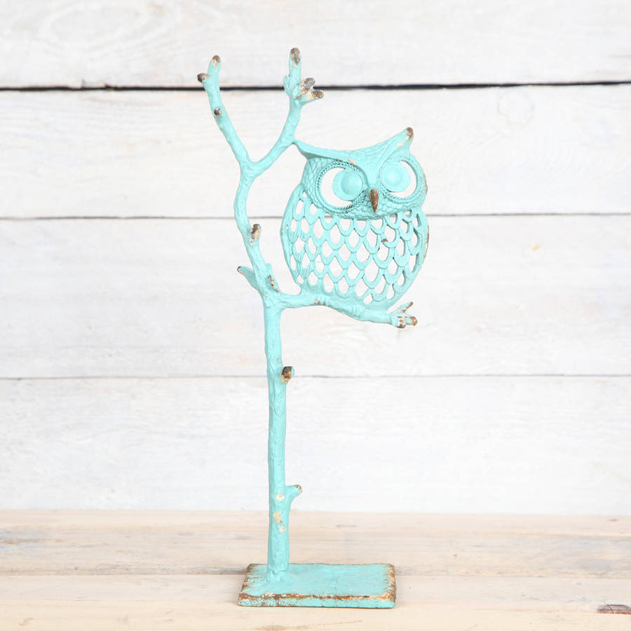 Pewter Owl Jewellery Stand By Red Berry Apple