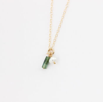 Gold Filled Tourmaline And Pearl Charm Necklace, 7 of 11