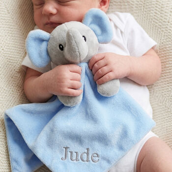 Personalised Fluffy Blue Elephant Blanket And Comforter, 4 of 6