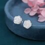 Hand Carved Mother Of Pearl Rose Flower Stud Earrings, thumbnail 1 of 9