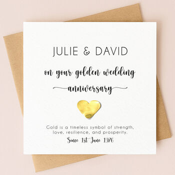 Personalised 50th Anniversary Card With Gold Heart, 5 of 8