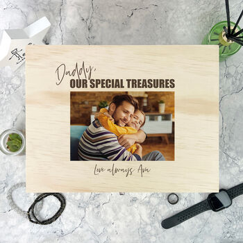 Personalised Our Special Treasures Pine Photo Memory Box Five Sizes 16cm | 20cm | 26cm | 30cm | 36cm, 2 of 9
