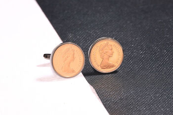 1975 50th Birthday Decimal One Penny Coin Cufflinks, 4 of 5