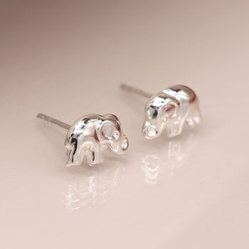 Sterling Silver Elephant Stud Earrings, 3 of 11