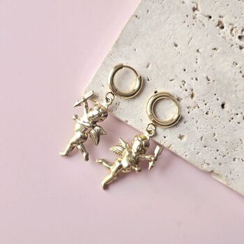 Cherub Angel Huggie Earrings, 2 of 3