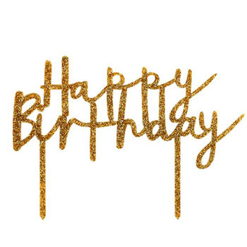 Happy Birthday Gold Acrylic Cake Topper, 2 of 2