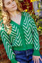 Bright Green Zig Zag Print Cardigan, thumbnail 1 of 11