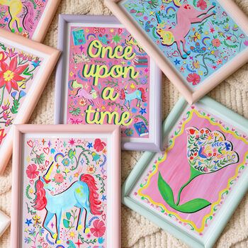 Unicorn And Floral Nursery Print Set – Set Of Nine Whimsical Wall Art Prints, 7 of 12
