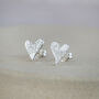 Sterling Silver Textured Tilted Heart Studs, thumbnail 2 of 7