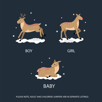 Personalised Cotton Deer Family Child Christmas Jumper, 6 of 6