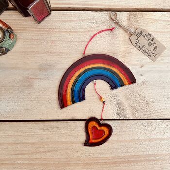 Rainbow And Heart Stained Glass Effect Sun Catcher, 9 of 10