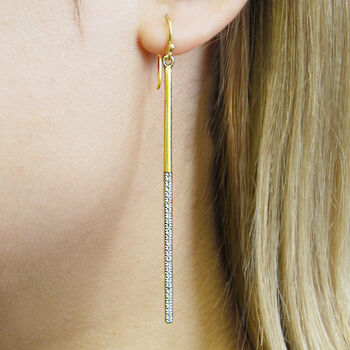 Long White Topaz Rose Gold Plate And Silver Earrings, 2 of 5