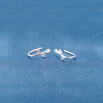 Branch Leaf Hook Earrings, Leaf Hoops, 6 of 7