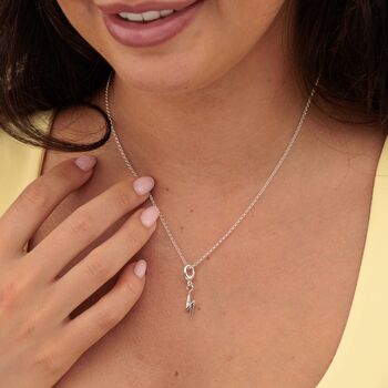 Lightning Bolt Charm Necklace, Sterling Silver Or Gold Plated, 3 of 10