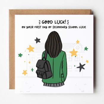 Customisable First Day Of Secondary School Card For Girls, 3 of 8