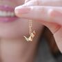 Origami Fox Necklace, Sterling Silver Or Gold Plated, thumbnail 5 of 12