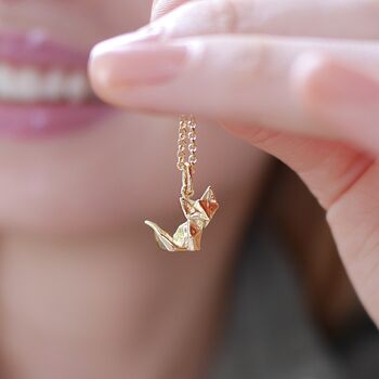 Origami Fox Necklace, Sterling Silver Or Gold Plated, 5 of 12