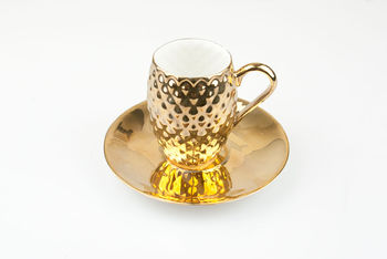 Gold Pineapple Patterned Cup And Saucer, 4 of 6