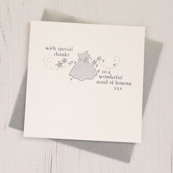 Sparkly Bridesmaid Or Flowergirl Thank You Card, 2 of 4