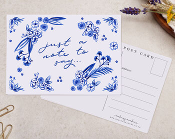 Blue Floral Thank You A6 Postcard Pack, 2 of 3