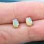 Natural Ethiopian Opal Stone Oval Stud Earrings, thumbnail 3 of 11