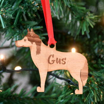 Persoanlised Husky Wooden Dog Christmas Decoration, 7 of 10