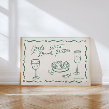 Girls Want Dinner Parties Kitchen Art Print | Wall Art, 3 of 8