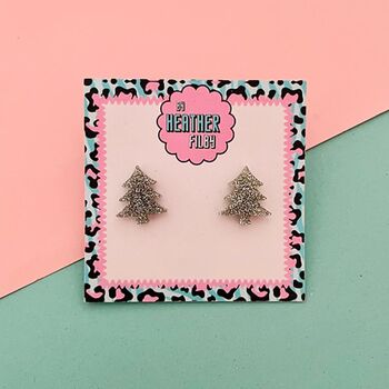 Christmas Tree Glitter Stud Earrings *More Colours Available*, 3 of 5