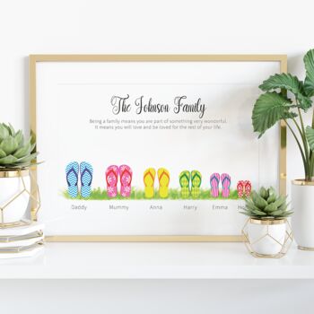 Personalised Family Print With Flip Flops, 2 of 8